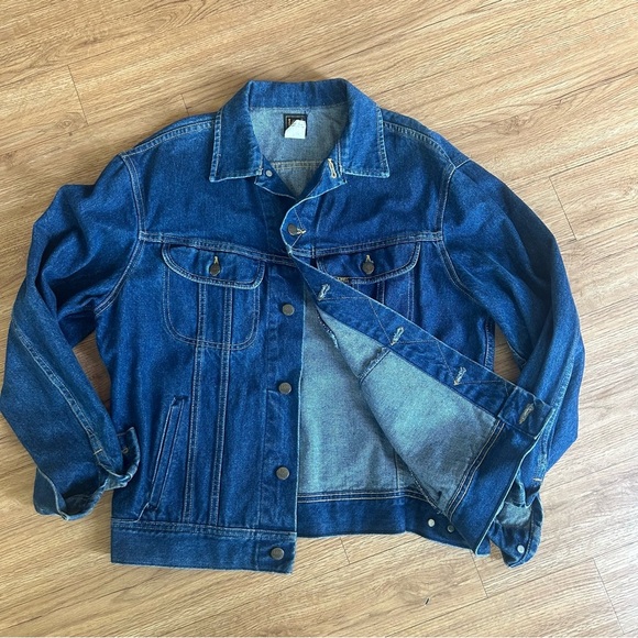 Vintage Lee Riders Denim Jean Jacket Mens 40 Dark Wash PATD-153438 Made in USA - Picture 3 of 4